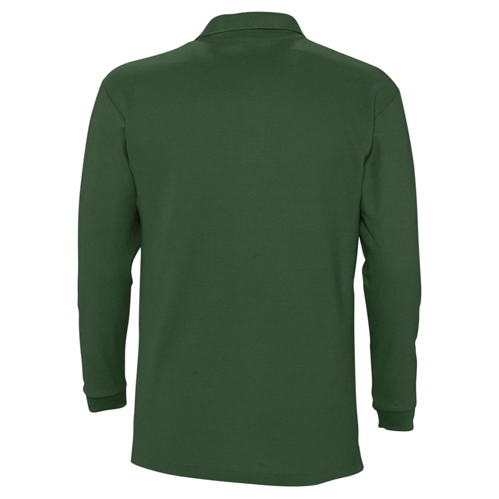Рубашка поло мужская с длинным рукавом Winter II 210 темно-зеленая, зеленый, хлопок