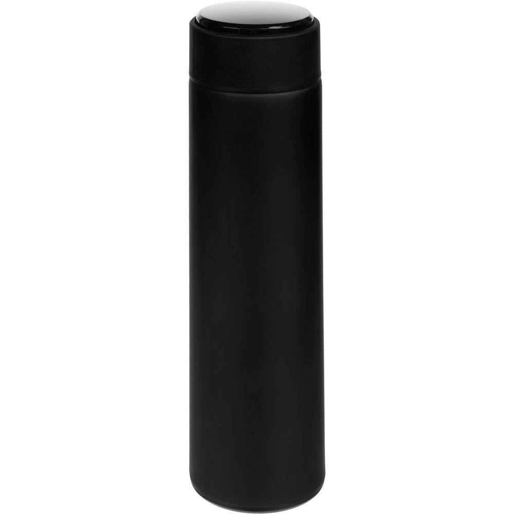 Смарт-бутылка с заменяемой батарейкой Long Therm Soft Touch, черная, черный, металл, нержавеющпя сталь; покрытие софт-тач