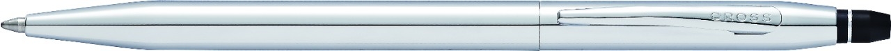 Шариковая ручка Cross Click в блистере, с доп. гелевым стержнем черного цвета. Цвет - серебристый, серебристый, латунь