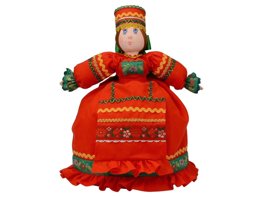 Подарочный набор «Кремлевский»: кукла на чайник, чайник заварной с росписью, чай травяной, красный, хлопок