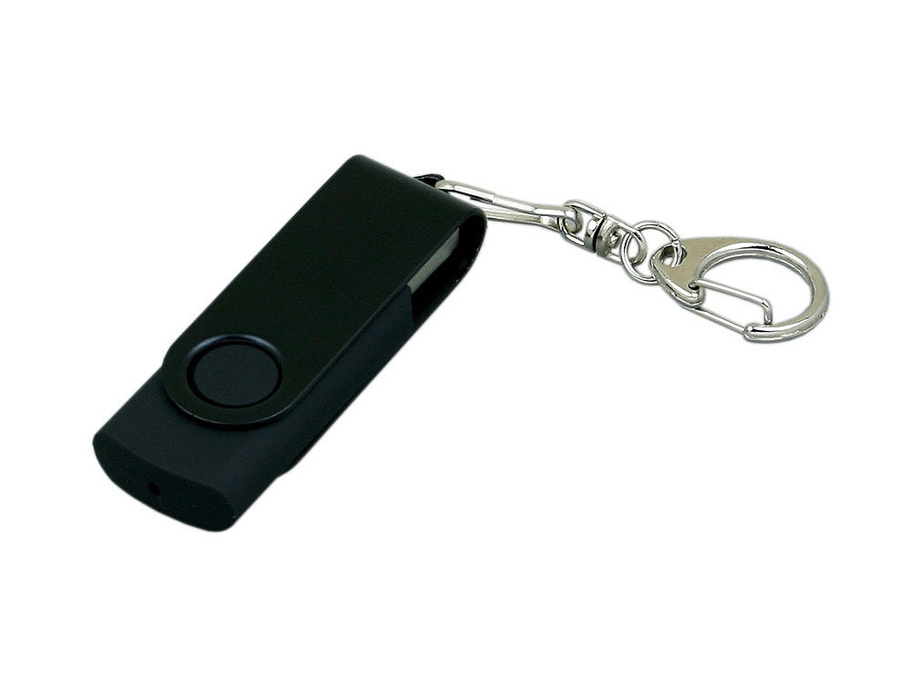 USB 3.0- флешка промо на 32 Гб с поворотным механизмом и однотонным металлическим клипом, черный, пластик