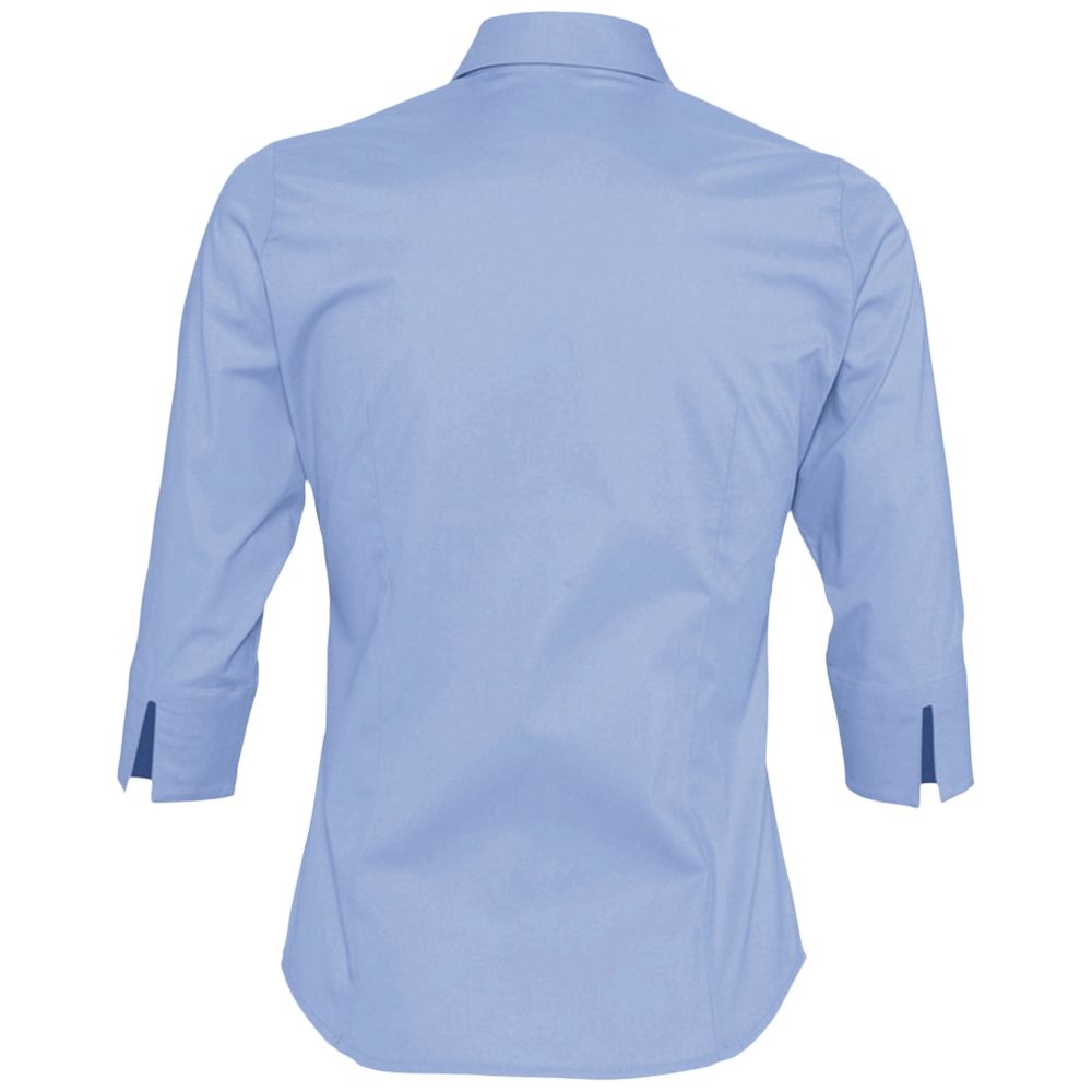 Рубашка женская с рукавом 3/4 Effect 140, голубая, голубой, хлопок 97%; эластан 3%, плотность 140 г/м²; поплин стрейч