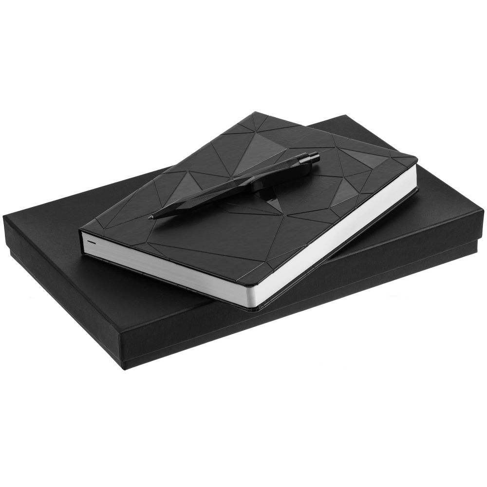 Набор Gems: ежедневник и ручка, черный, черный, искусственная кожа; картон; пластик