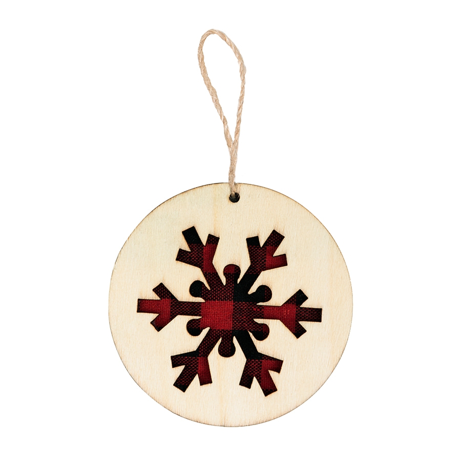 Украшение новогоднее "Scandy", диаметр 9 см , фанера, бежевый, красный, бежевый, дерево