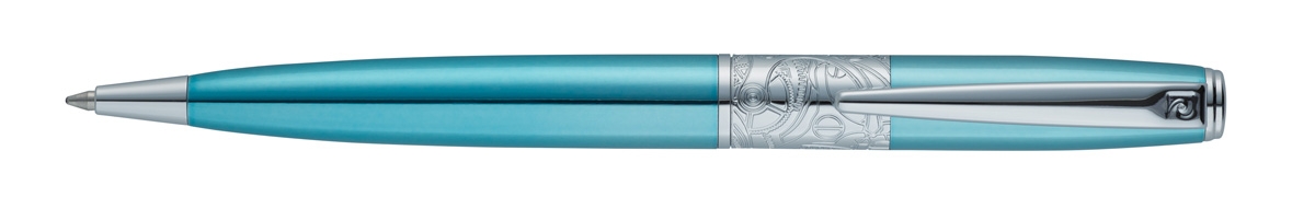 Ручка шариковая Pierre Cardin BARON. Цвет - бирюзовый металлик. Упаковка В., голубой, латунь, нержавеющая сталь