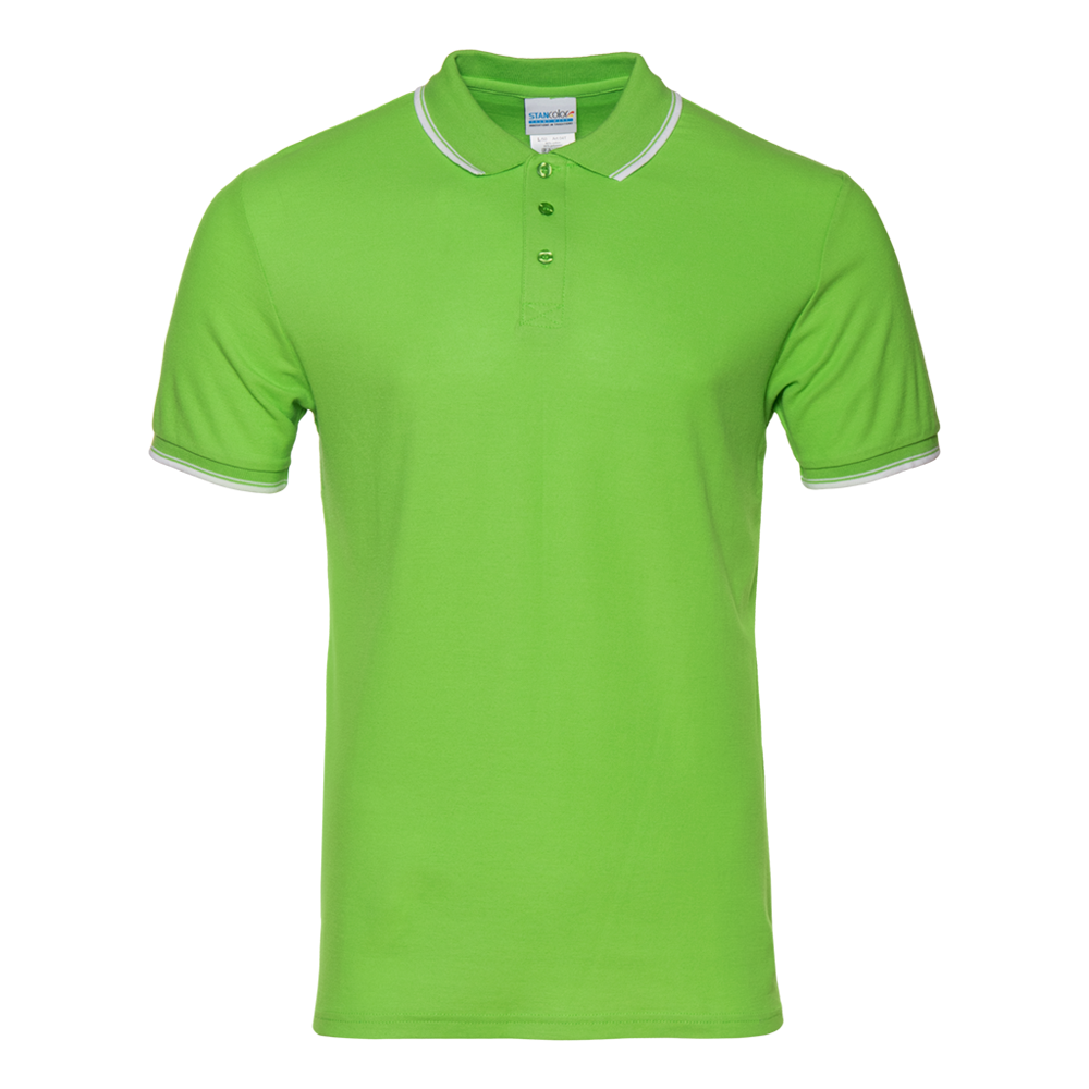Рубашка поло мужская STAN с окантовкой хлопок/полиэстер 185, 04T, Ярко-зелёный, 185 гр/м2, хлопок
