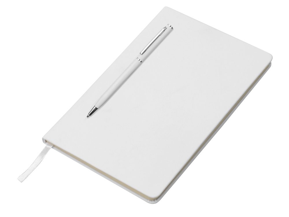 Блокнот А5 «Magnet» soft-touch с магнитным держателем для ручки, белый, пластик