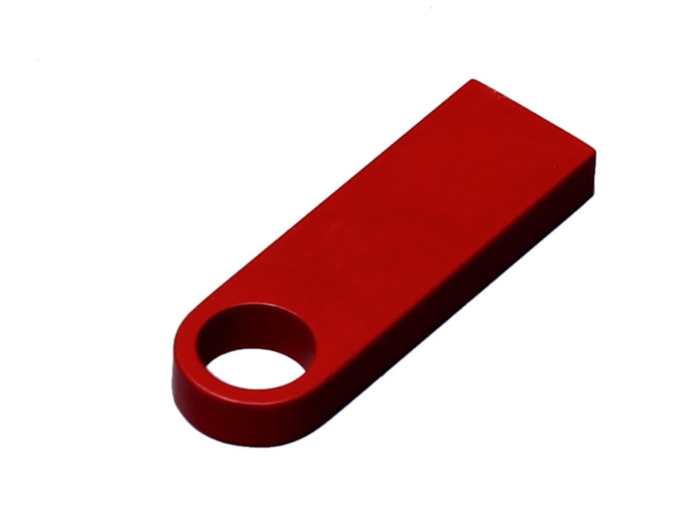 USB 2.0-флешка на 16 Гб с мини чипом и круглым отверстием, красный, металл