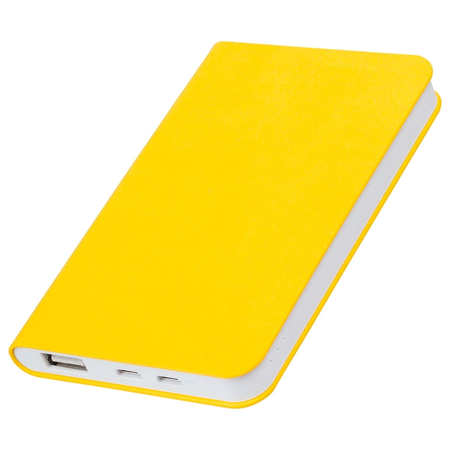 Универсальный аккумулятор "Softi" (5000mAh), желтый, 7,5х12,1х1,1см, искусственная кожа, пласт, желтый, кожа искусственная, пластик