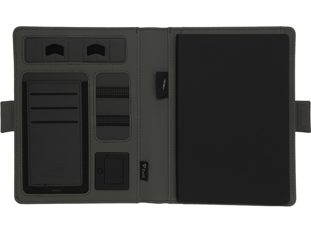 Органайзер с беспроводной зарядкой «Powernote», 5000 mAh, серый, полиэстер, пластик, soft touch