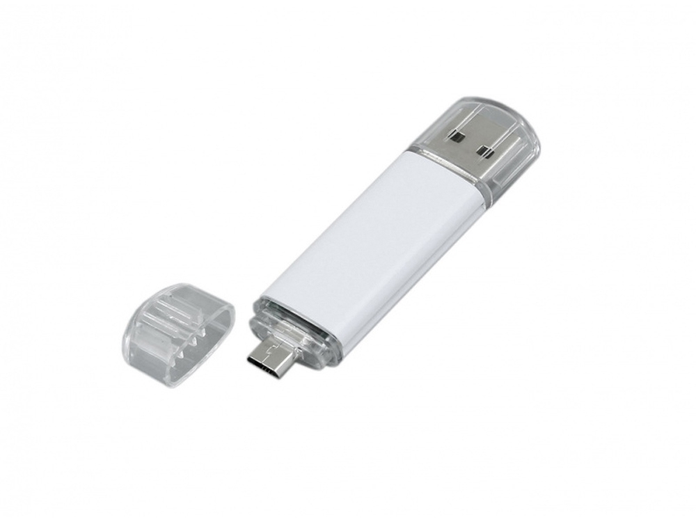 USB 2.0/micro USB- флешка на 16 Гб, белый, металл