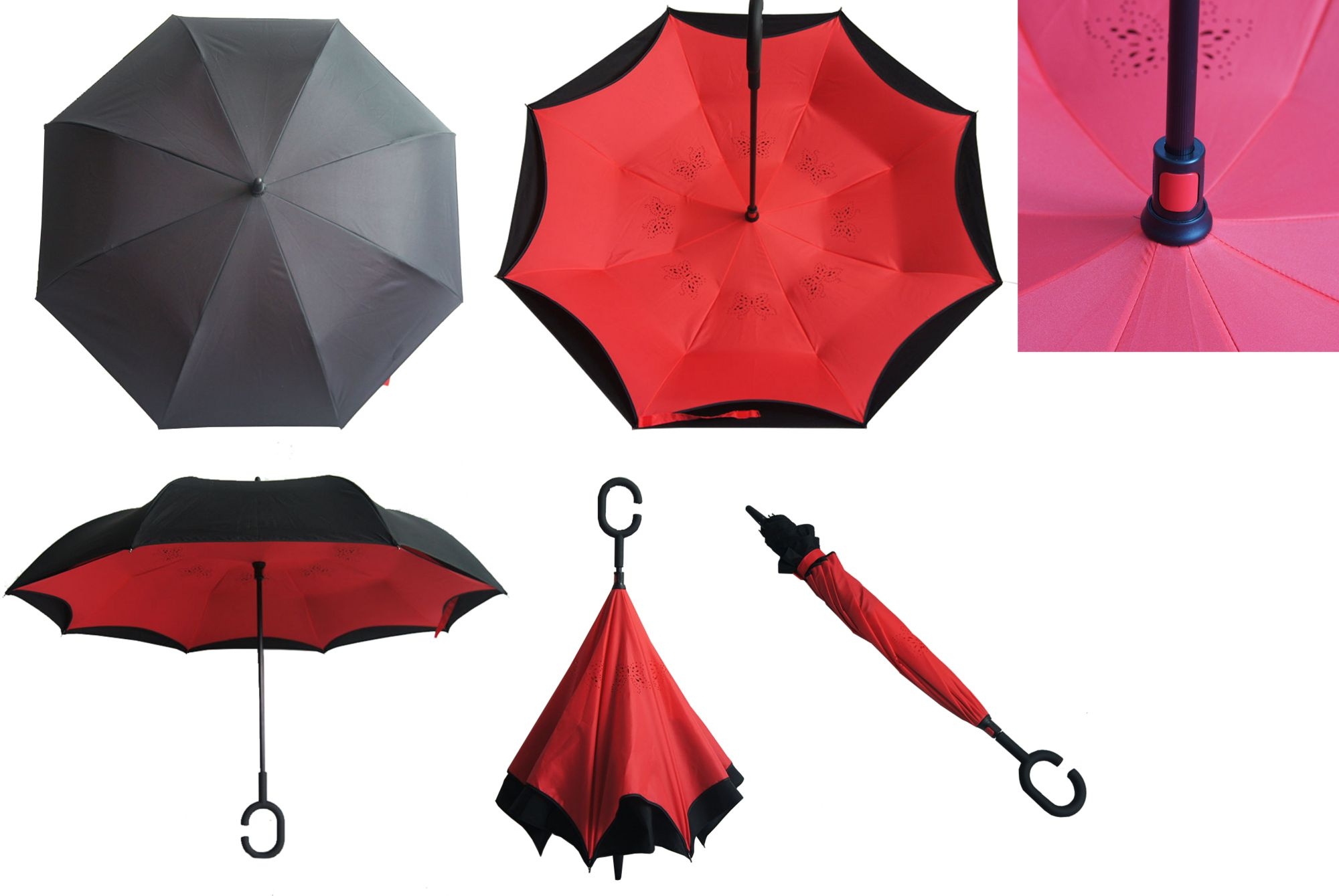 Зонт «Наоборот», купол – полиэстер / понж; ручка – пластик