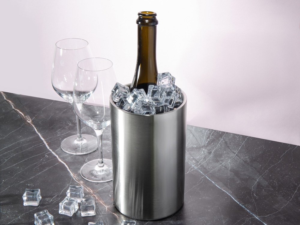 Ведерко с двойными стенками для охлаждения вина «Blanc», серебристый, металл