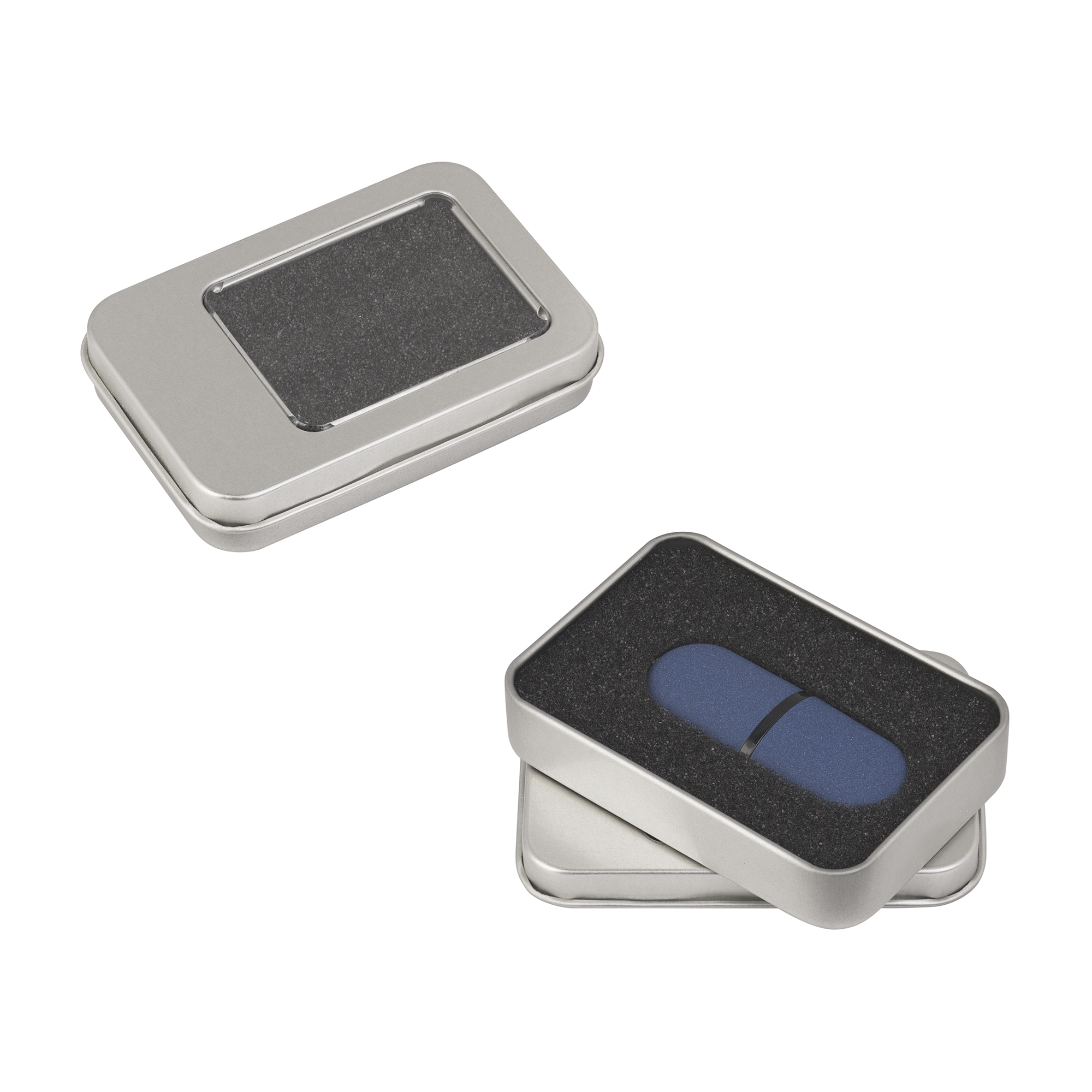 Флеш-карта "Камень" с покрытием soft grip в футляре, объем памяти 16GB, синий, пластик/soft grip
