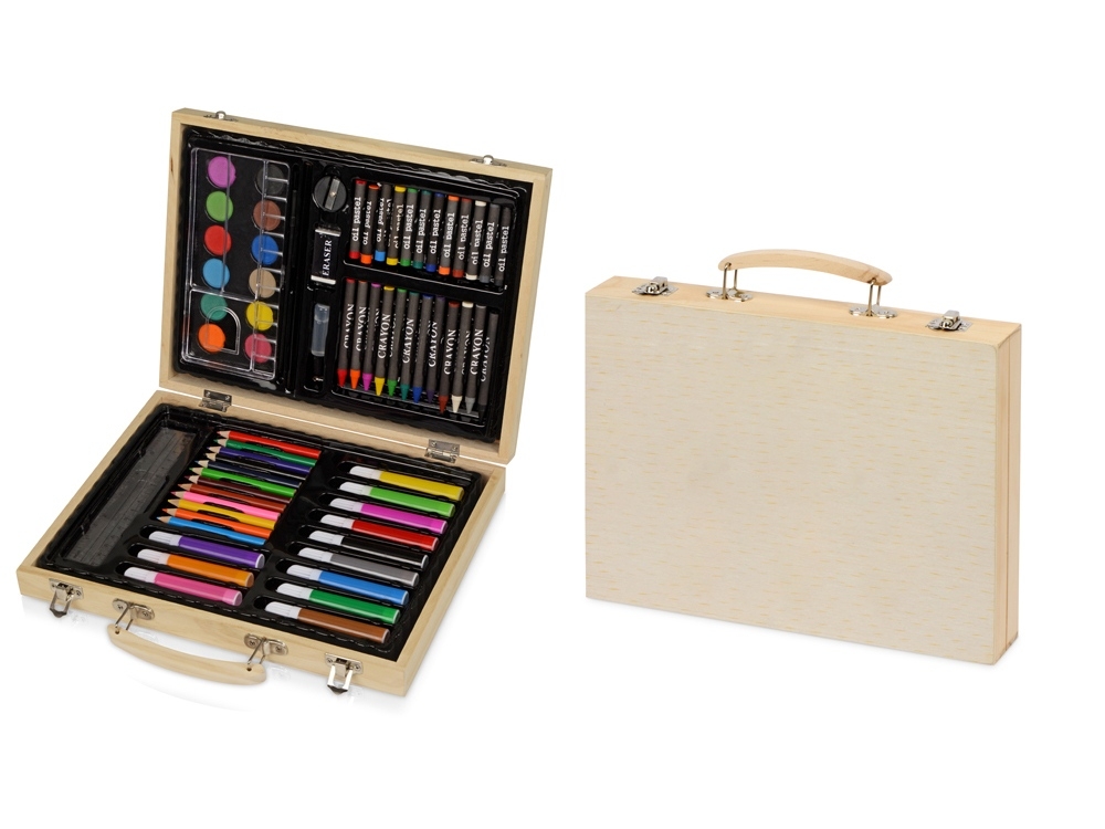 Набор для рисования в чемодане, натуральный, разноцветный, дерево, пластик
