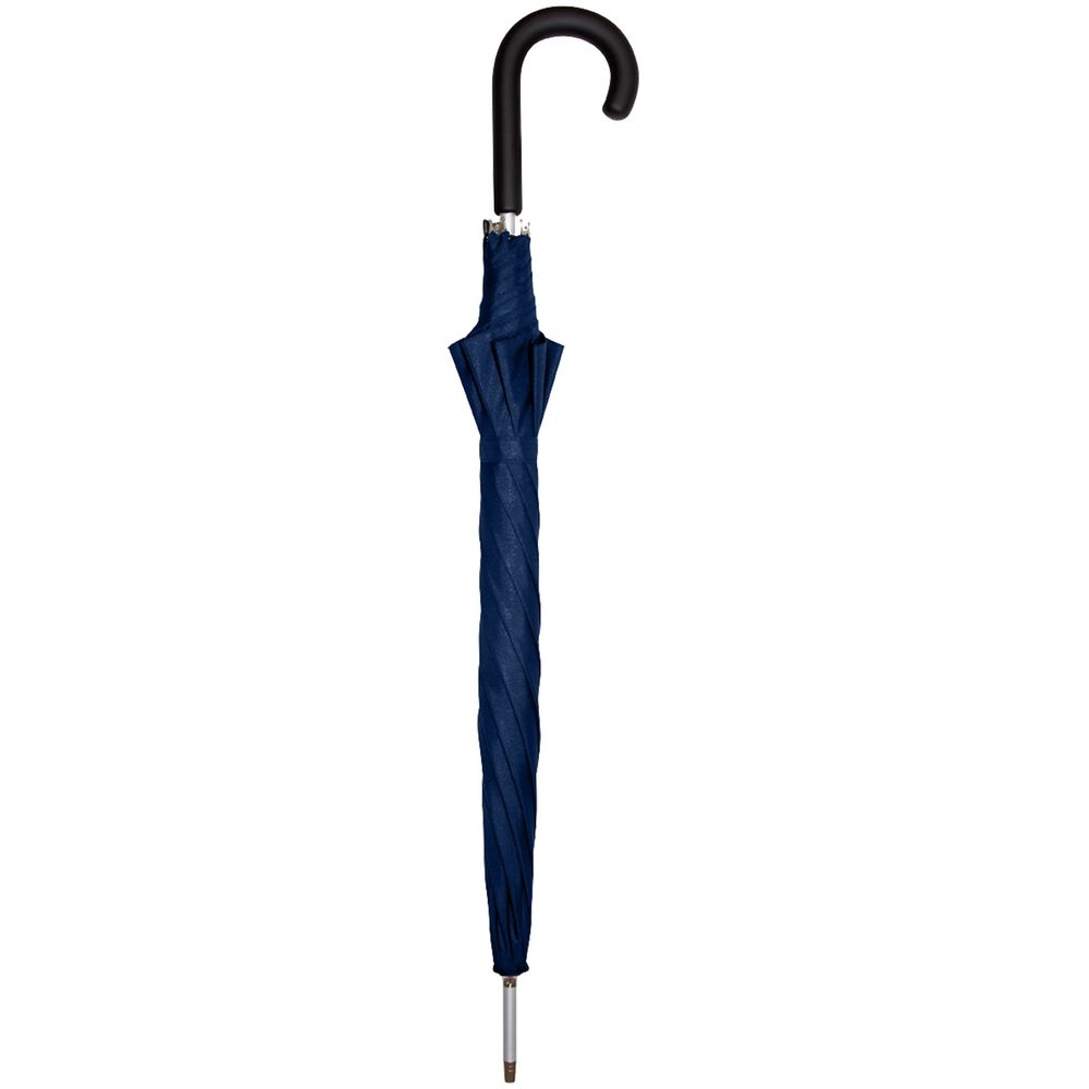 Зонт-трость Alu AC, темно-синий, синий, купол - эпонж, 190t; рама - сталь, алюминий; спицы - стеклопластик; ручка - пластик
