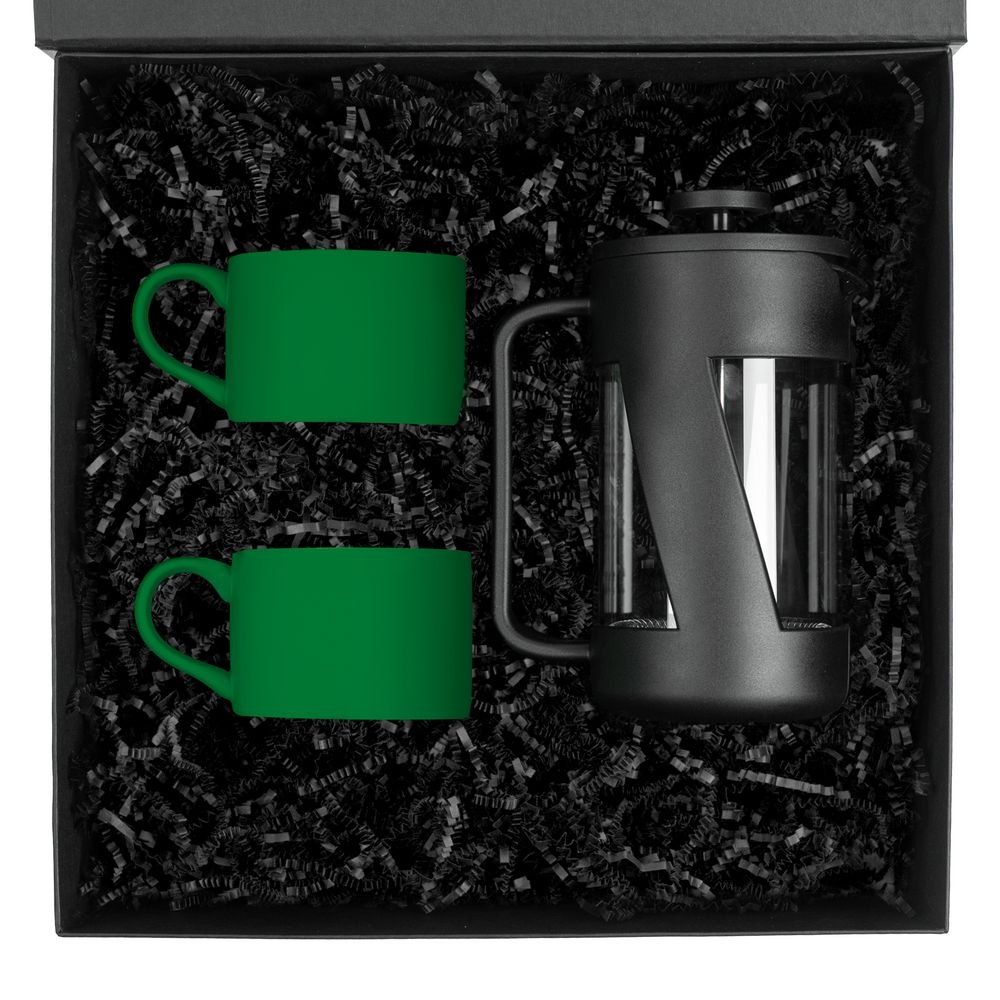 Набор для чая на 2 персоны Best Morning, зеленый, зеленый, чайная пара - фарфор; покрытие софт-тач; пластик, нержавеющая сталь - боросиликатное стекло; коробка - переплетный картон