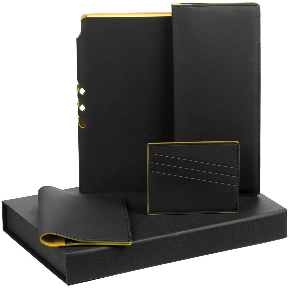Набор Multimo Maxi, черный с желтым, черный, желтый, искусственная кожа; картон