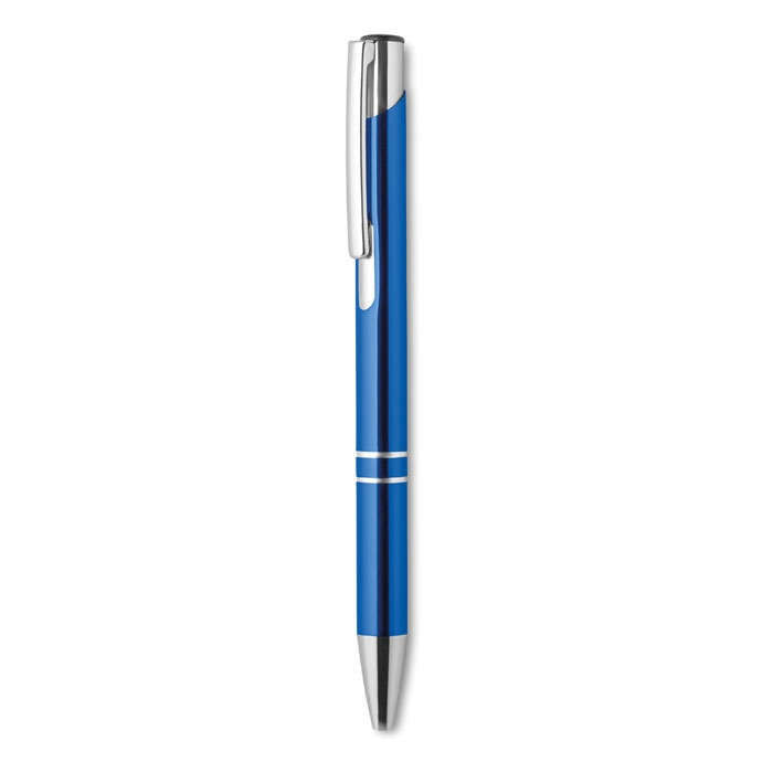 Ручка шариковая с черными черни, синий, алюминий