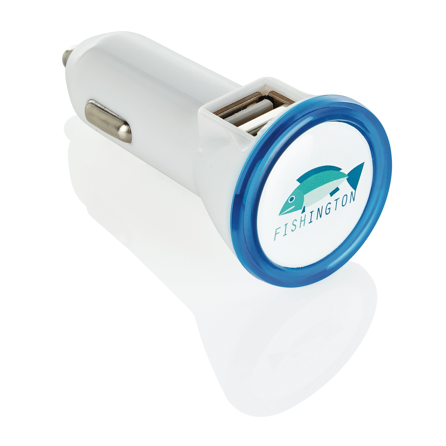 Мощное автомобильное зарядное устройство с 2 USB-портами, белый; синий, abs