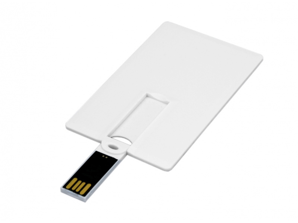 USB 2.0- флешка на 64 Гб в виде пластиковой карты с откидным механизмом, белый, пластик