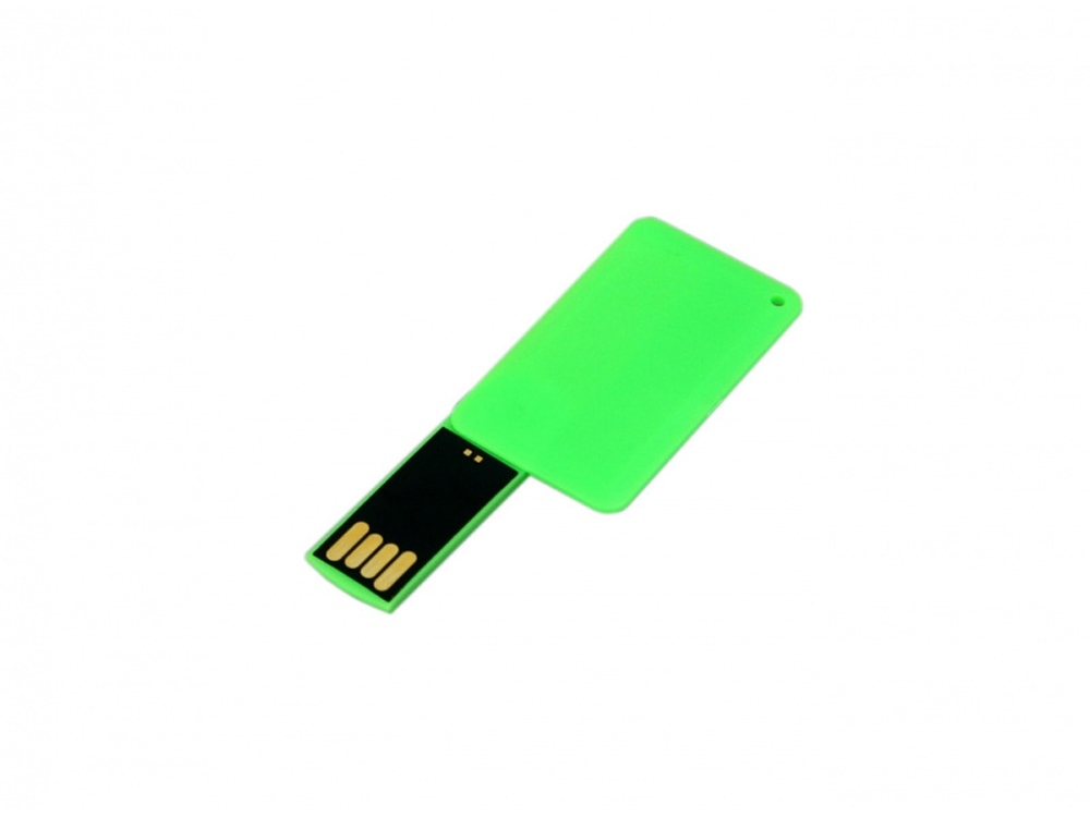 USB 2.0- флешка на 16 Гб в виде пластиковой карточки, зеленый, пластик