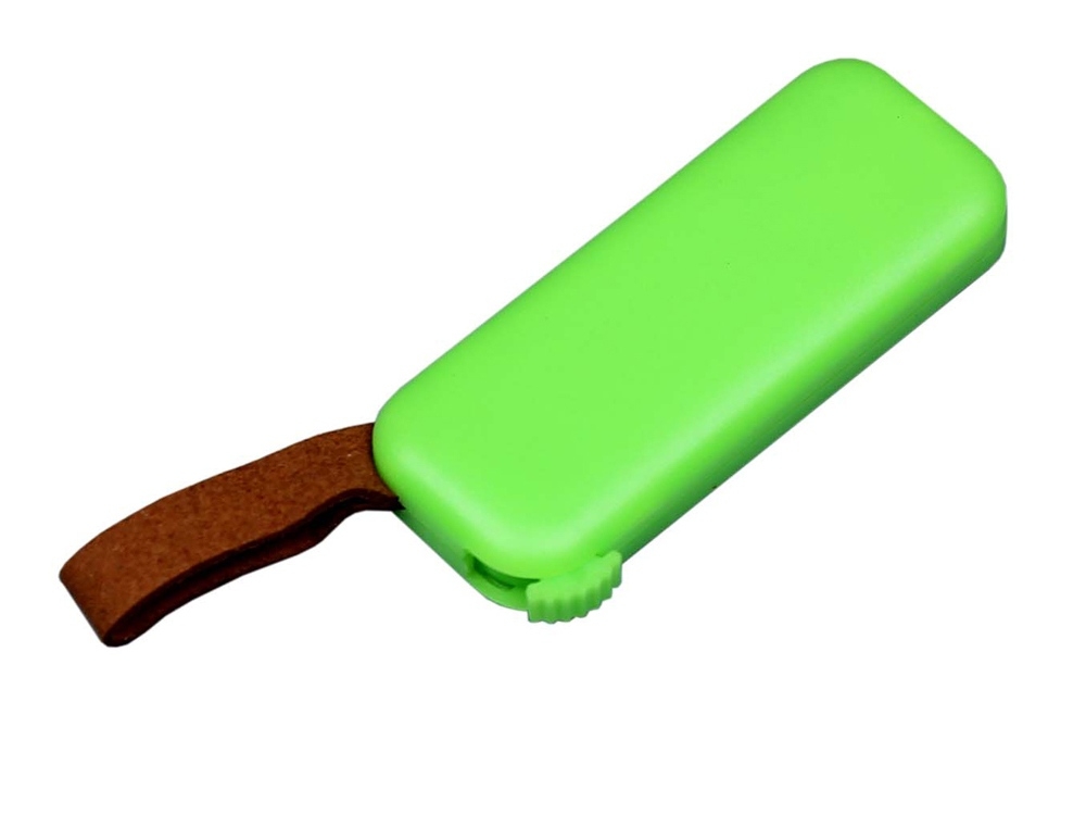 USB 3.0- флешка промо на 32 Гб прямоугольной формы, выдвижной механизм, зеленый, пластик
