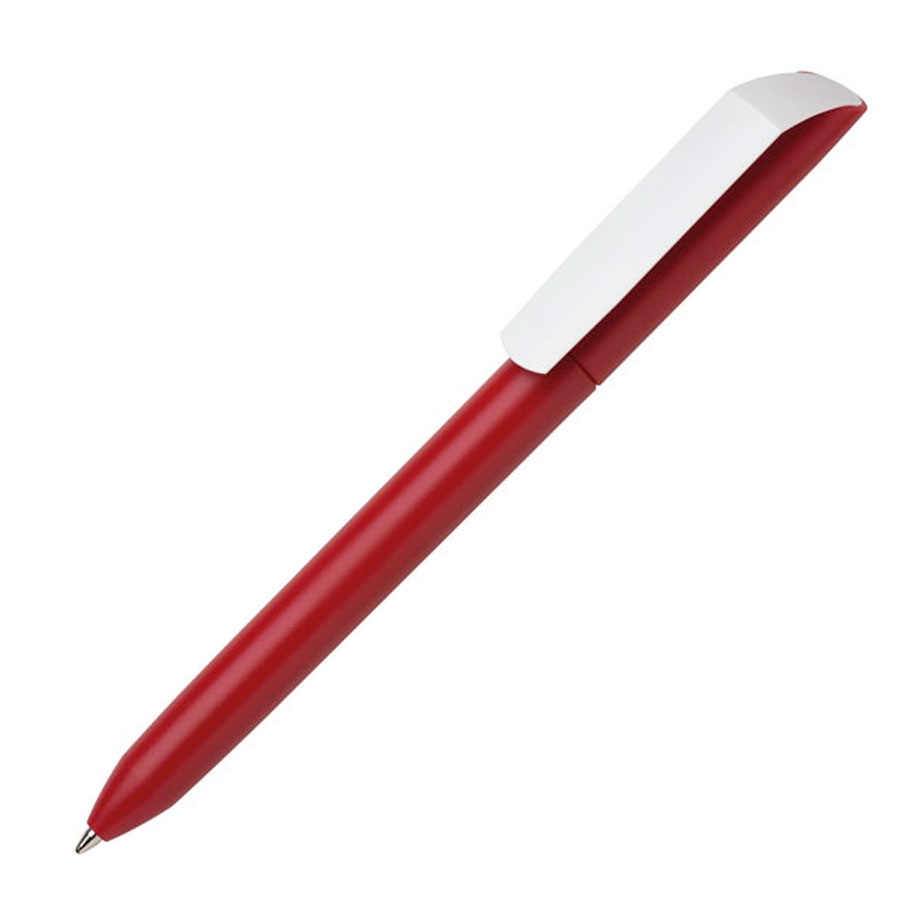 Ручка шариковая FLOW PURE, красный корпус/белый клип, пластик, красный, пластик