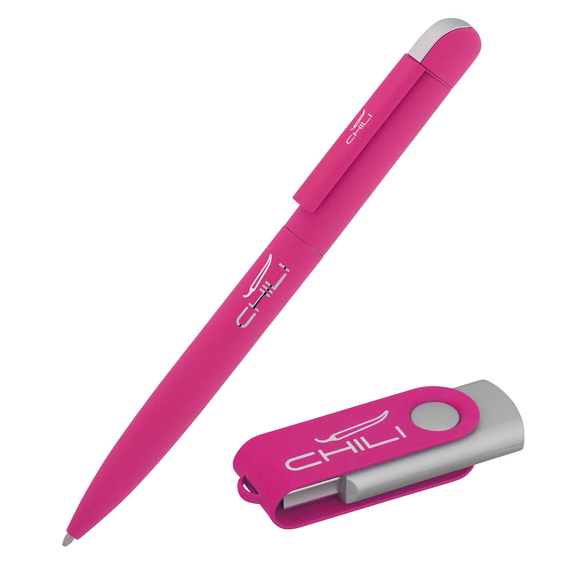 Набор ручка "Jupiter" + флеш-карта "Vostok" 8 Гб в футляре, покрытие soft touch#, розовый, металл/soft touch