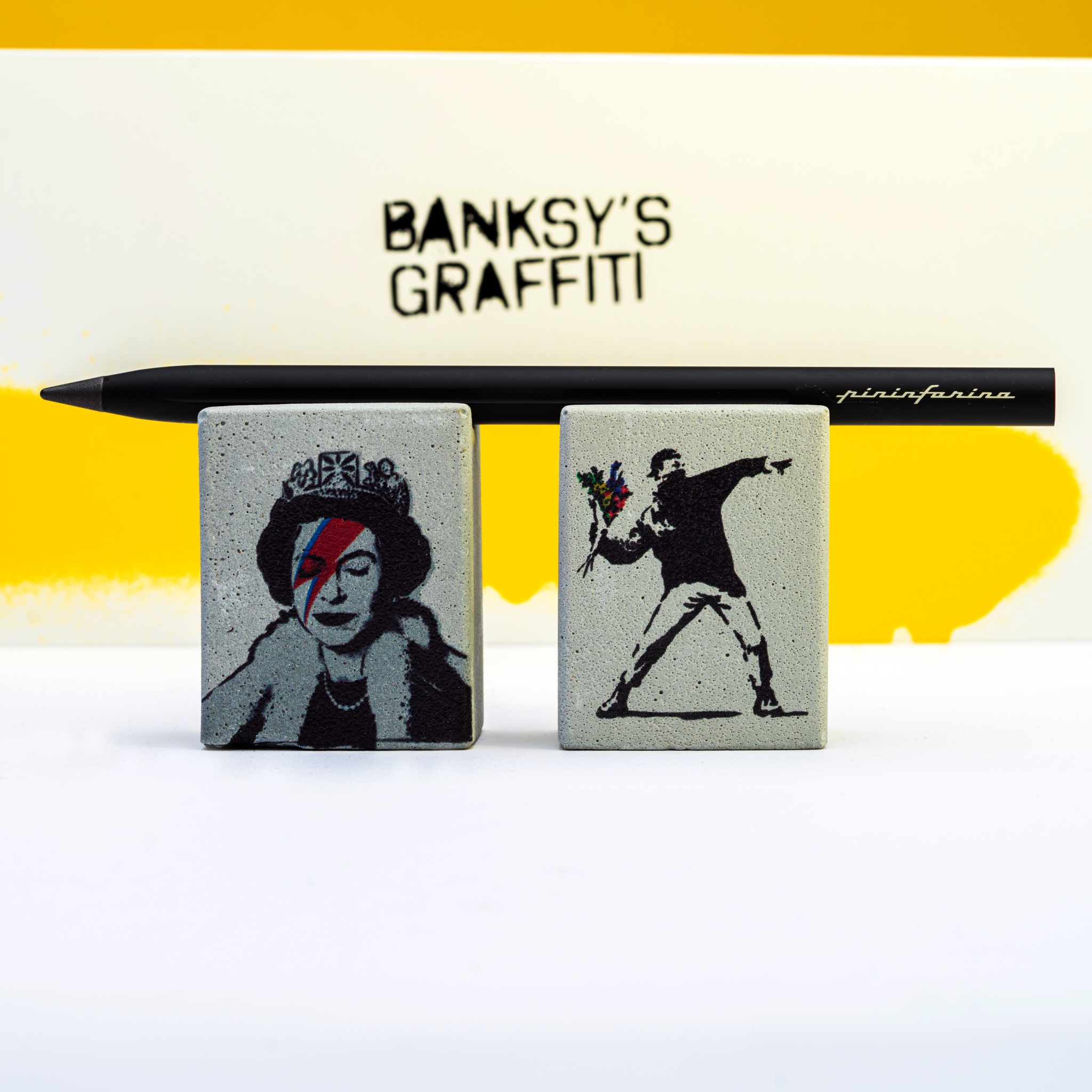Набор Pininfarina Banksy Метатель цветов: карандаш SMART с бетонной подставкой, черный