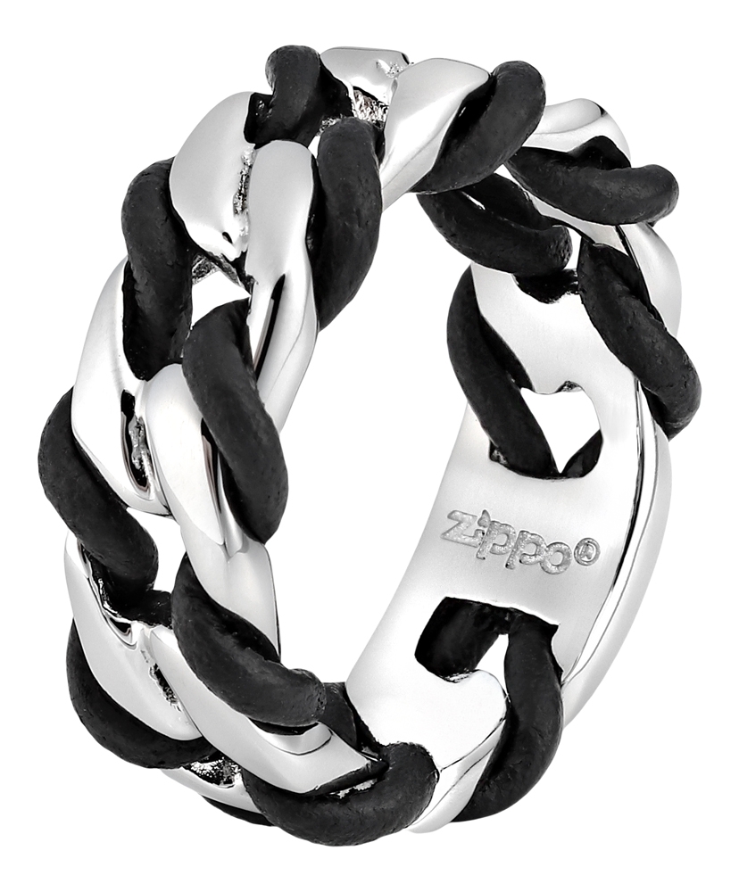 Кольцо ZIPPO, серебристо-чёрное, нержавеющая сталь, диаметр 21,7 мм, серебристый