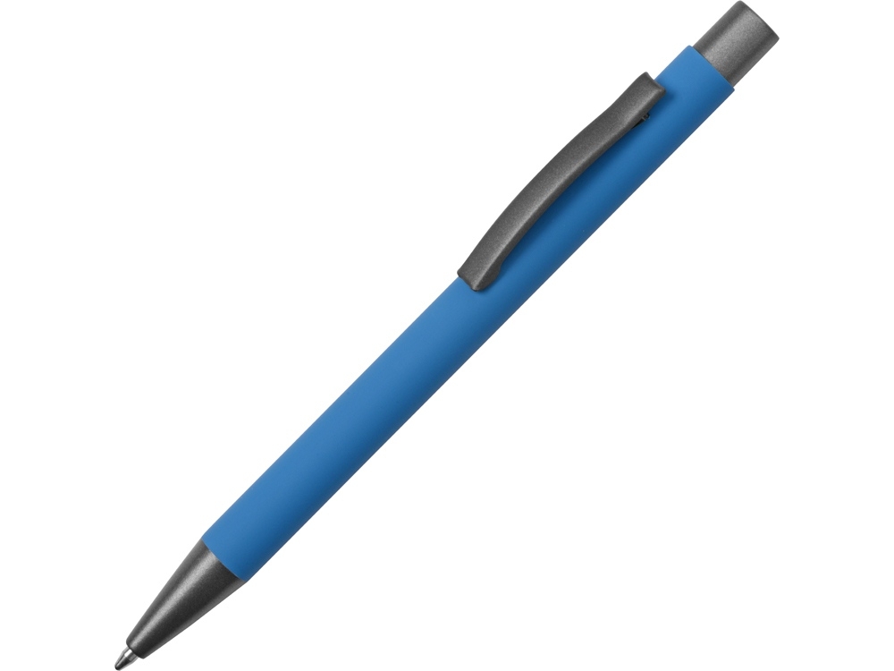 Ручка металлическая soft-touch шариковая «Tender», серый, голубой, soft touch
