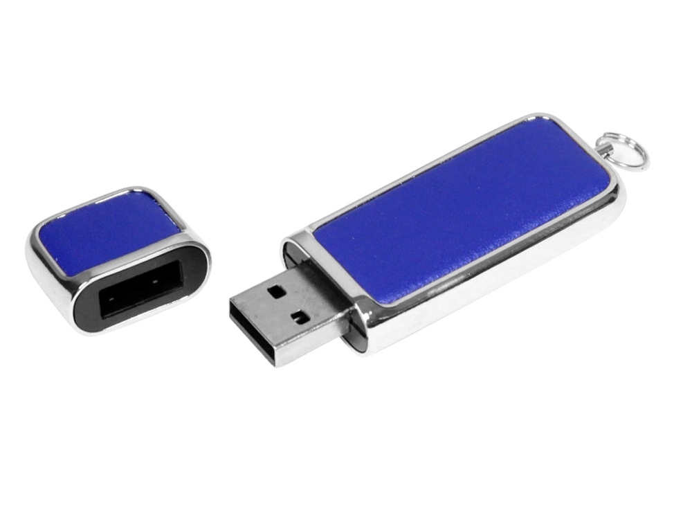 USB 2.0- флешка на 32 Гб компактной формы, серебристый, кожзам