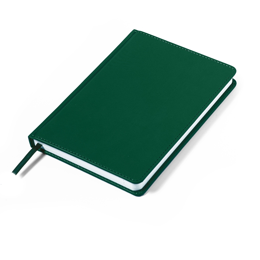 Ежедневник недатированный Campbell, А5,  темно-зеленый, белый блок, темно-зелёный, pu velvet
