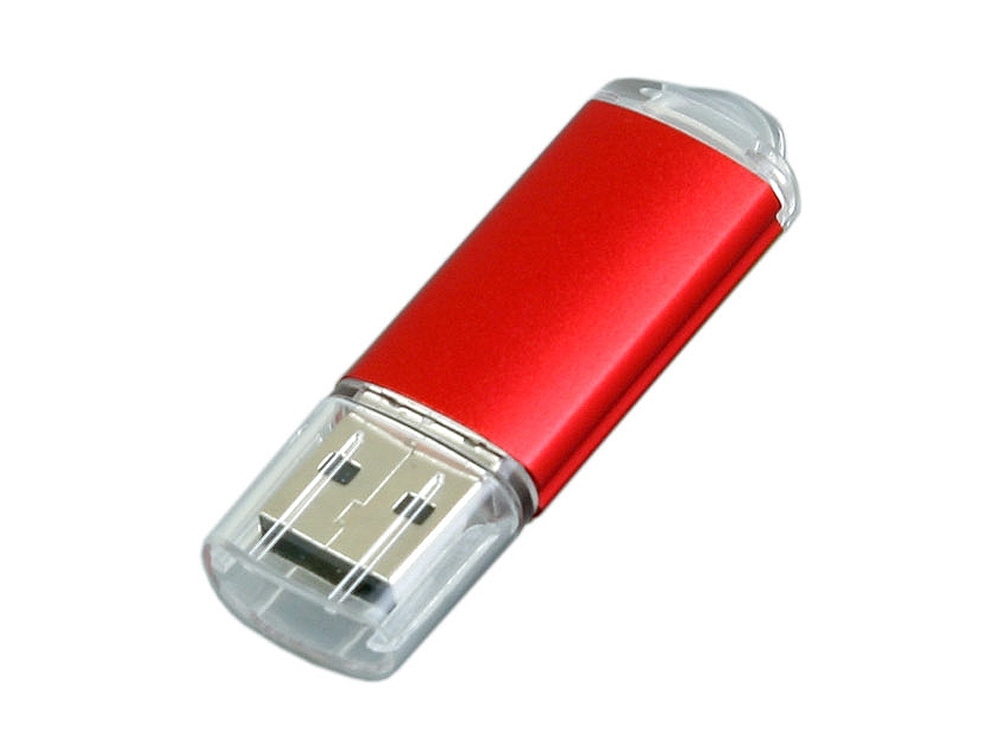 USB 2.0- флешка на 32 Гб с прозрачным колпачком, красный, металл