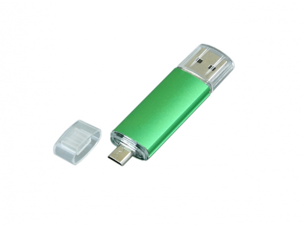 USB 2.0/micro USB- флешка на 16 Гб, зеленый, металл