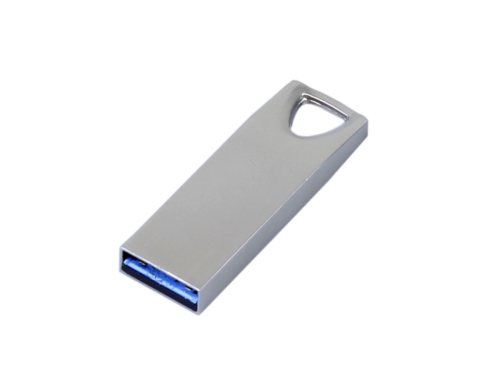 USB 2.0-флешка на 16 Гб с мини чипом и отверстием для цепочки, серебристый
