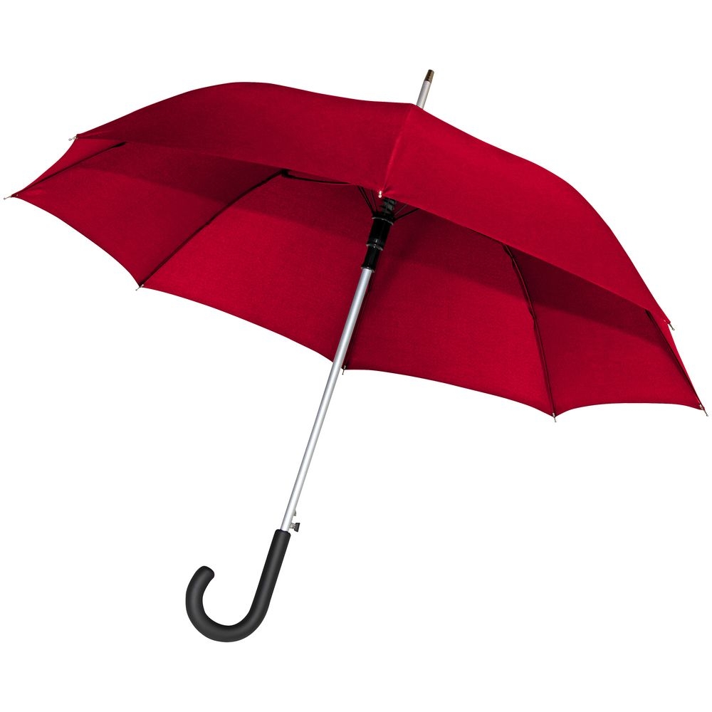 Зонт-трость Alu AC, красный, красный, купол - эпонж, 190t; рама - сталь, алюминий; спицы - стеклопластик; ручка - пластик