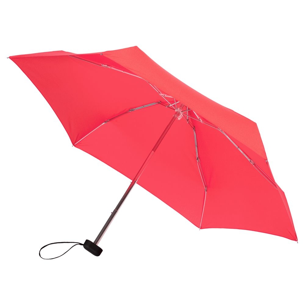 Зонт складной Five, светло-красный, красный, купол - эпонж, алюминий, 190t; ручка - пластик; футляр - эва; спицы - металл