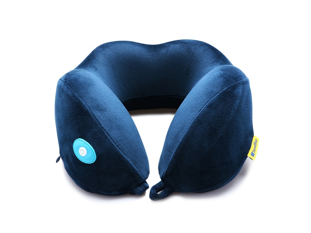 Подушка для путешествий со встроенным массажером «Massage Tranquility Pillow», синий, полиэстер
