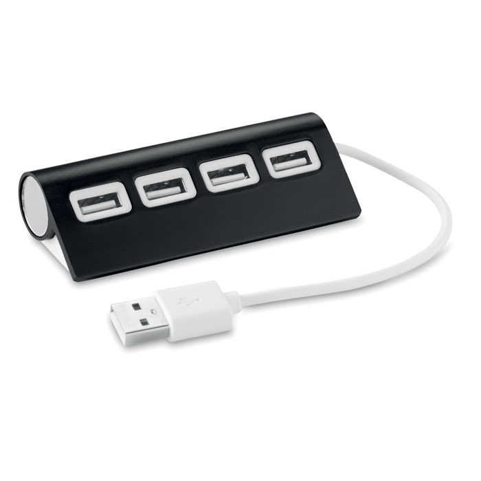 USB хаб на 4 порта, черный, алюминий