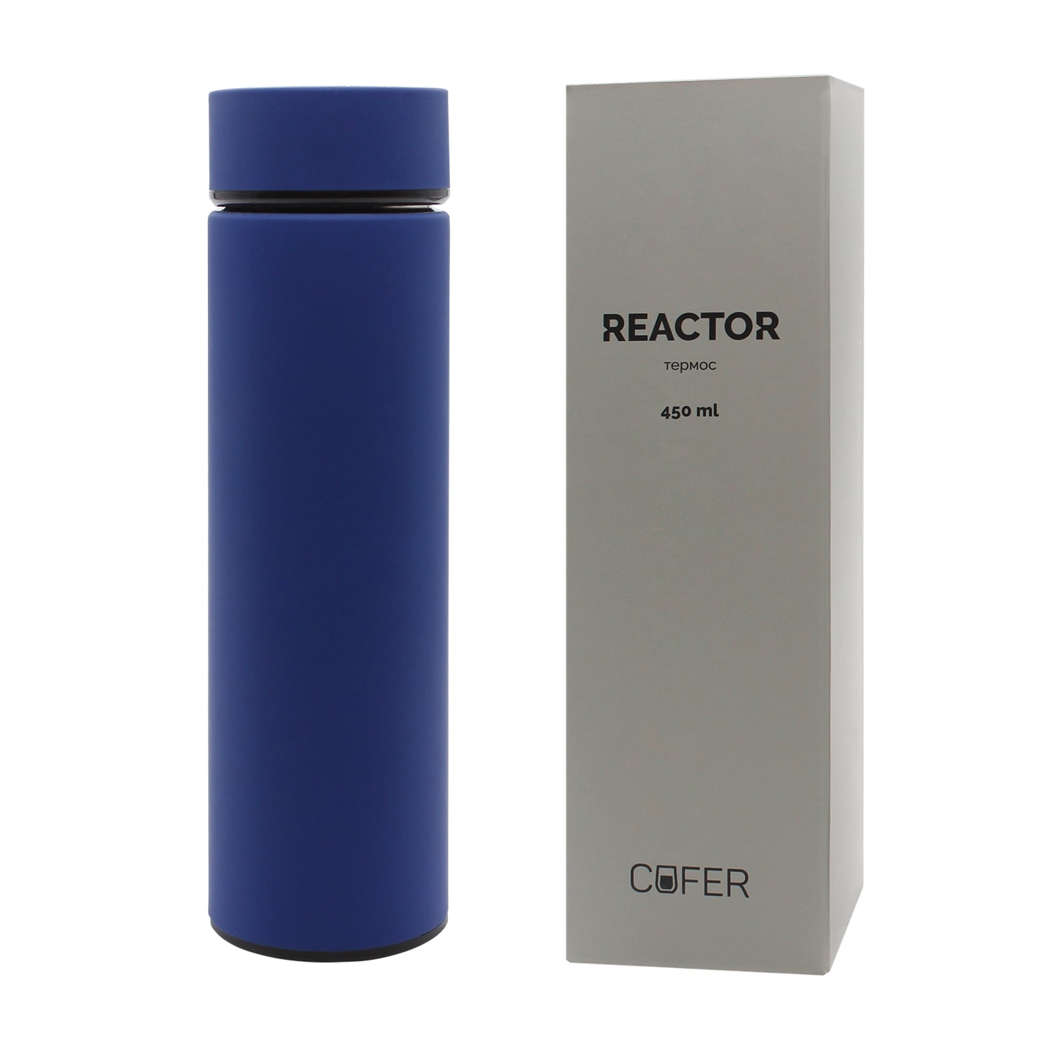 Термос Reactor софт-тач с датчиком температуры (синий), синий, металл, soft touch
