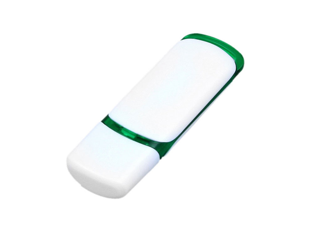USB 2.0- флешка на 8 Гб с цветными вставками, зеленый, белый, пластик