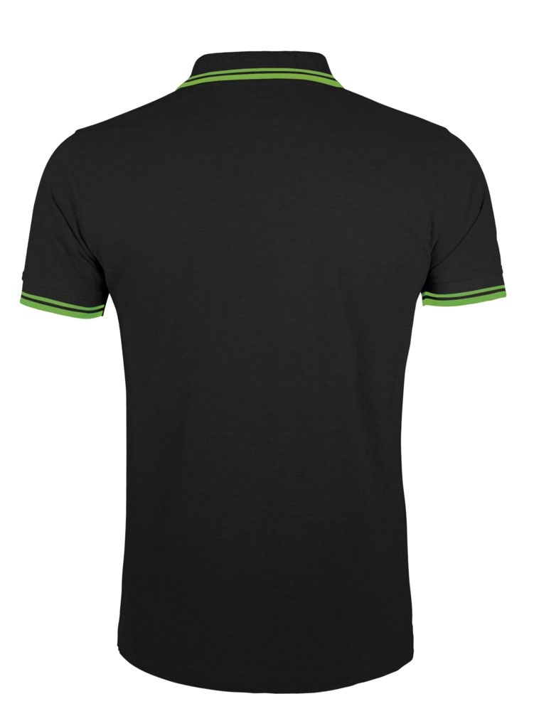 Рубашка поло мужская Pasadena Men 200 с контрастной отделкой, черная с зеленым, черный, зеленый, хлопок