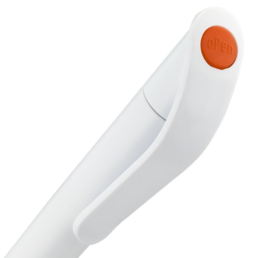 Ручка шариковая Grip, белая с оранжевым, белый, оранжевый, корпус - пластик, abs; грип - резина, термопластичная