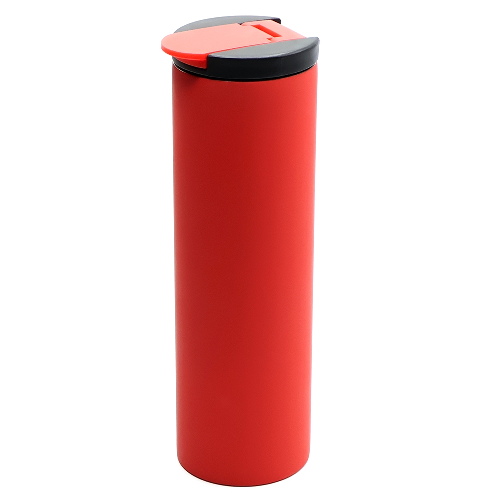 Термокружка с двойной металлической стенкой Rolly, софт-тач, красный, красный