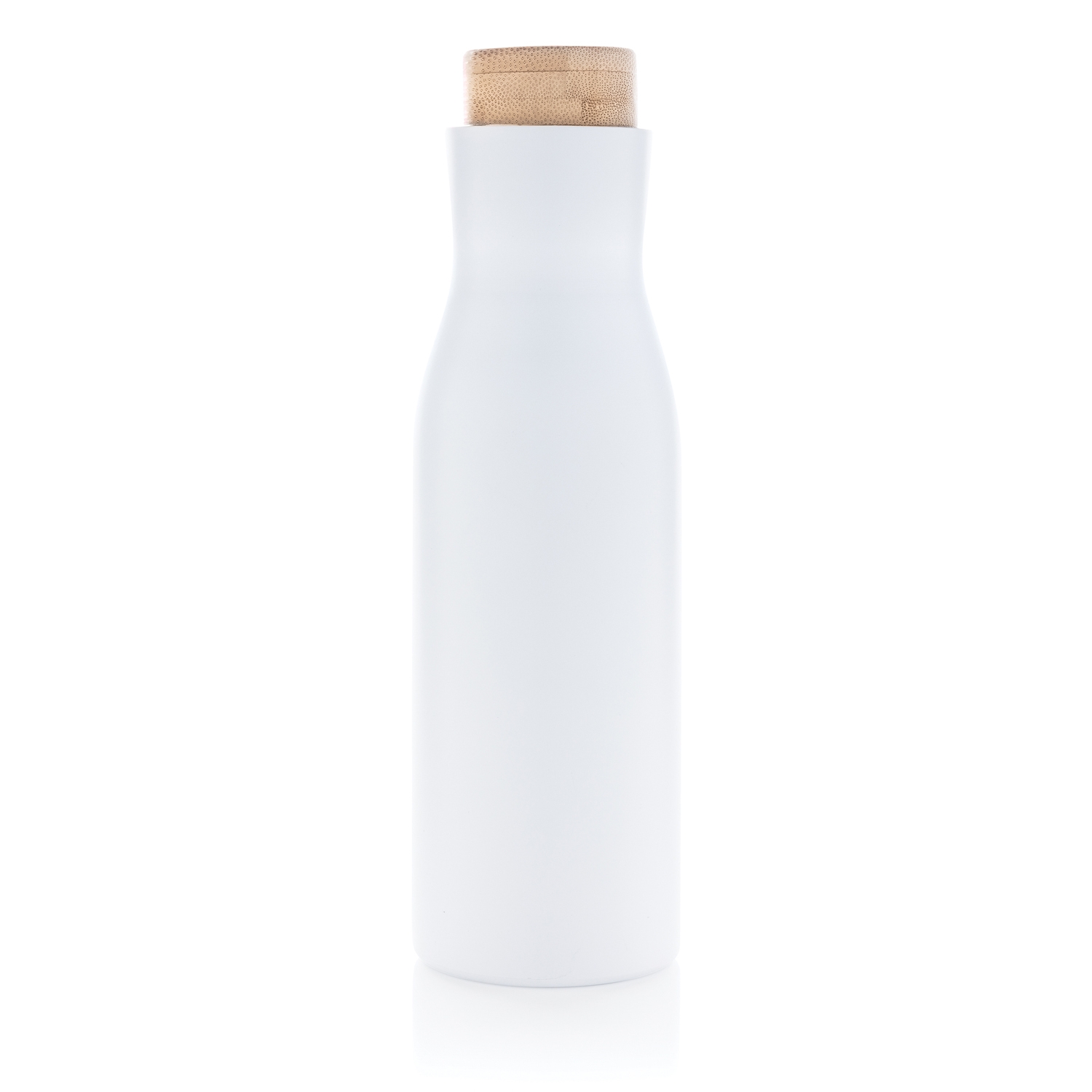 Герметичная вакуумная бутылка Clima со стальной крышкой, 500 мл, белый, нержавеющая сталь; бамбук