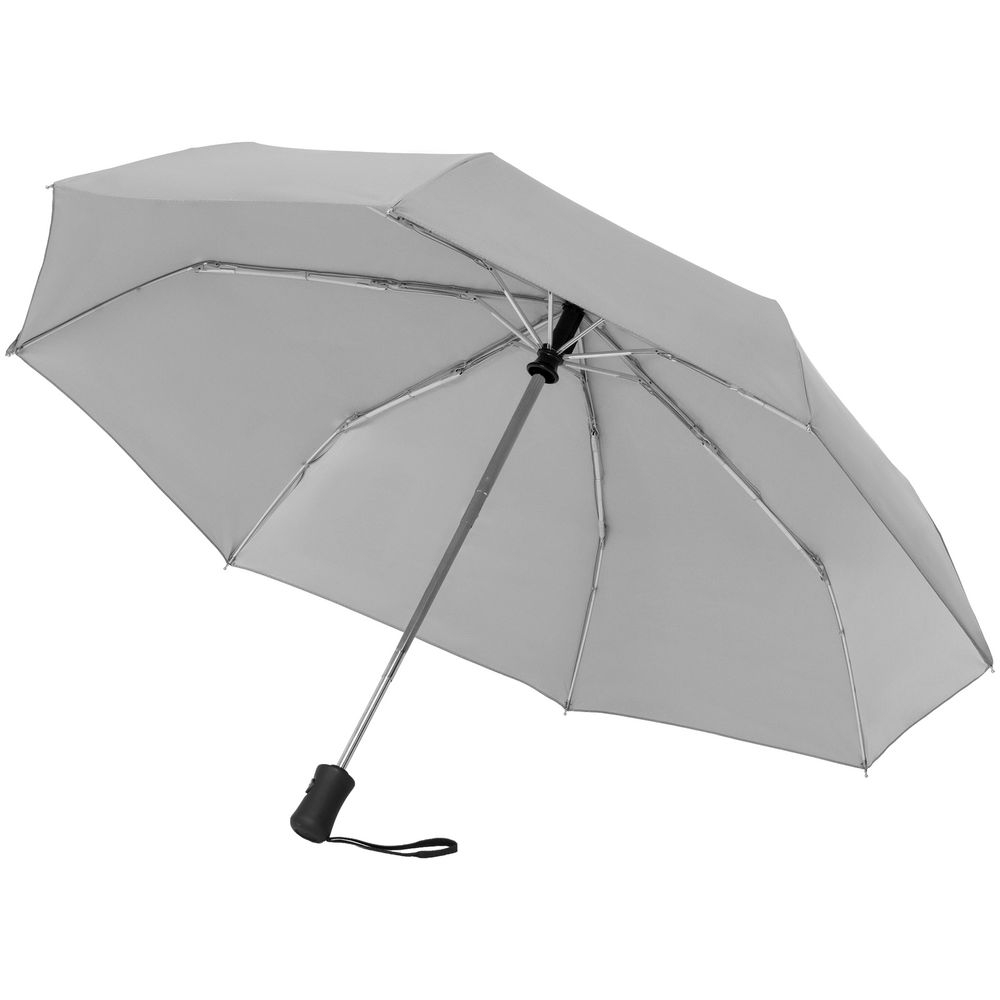 Зонт складной Manifest со светоотражающим куполом, серый, серый, полиэстер; спицы - алюминий, фиберглас