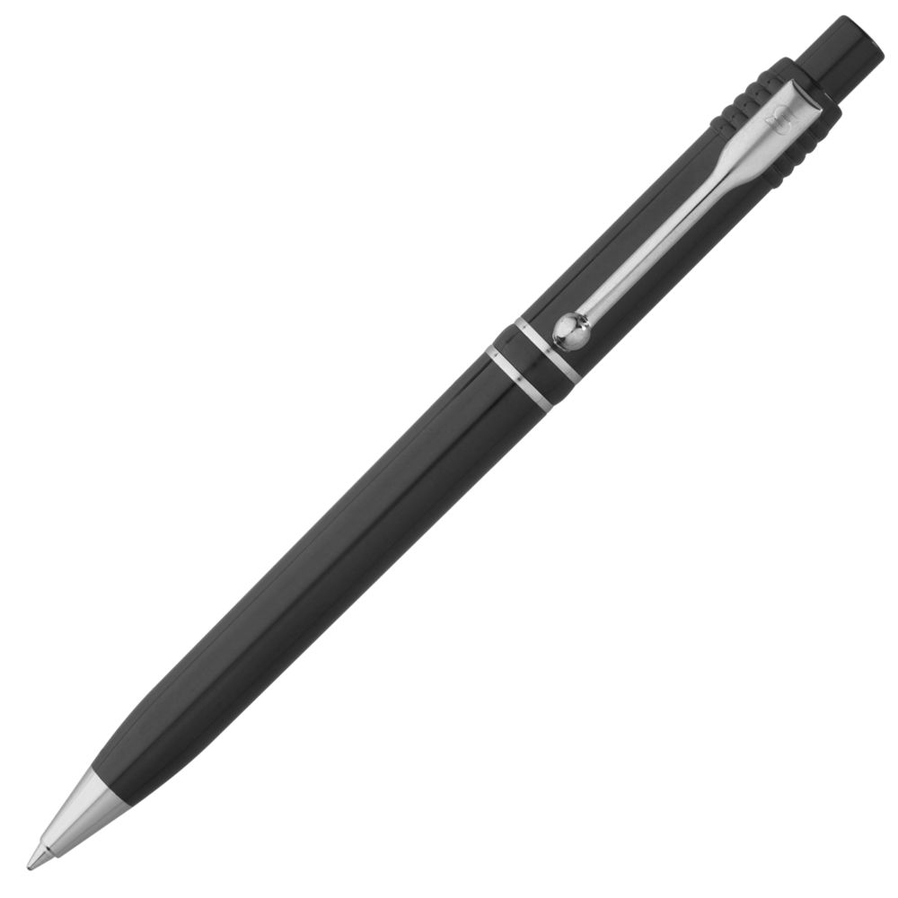 Ручка шариковая Raja Chrome, черная, черный, пластик; металл