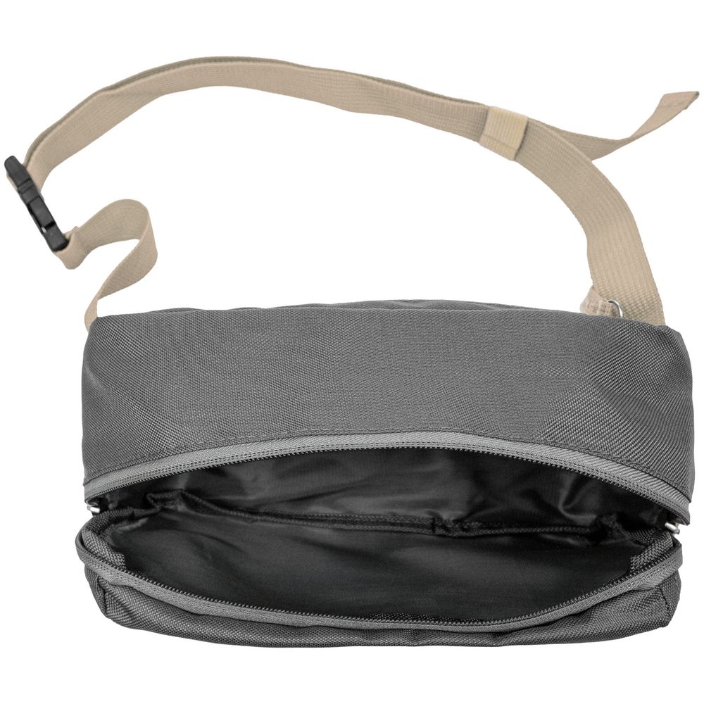 Поясная сумка Sensa, серая с бежевым, серый, бежевый, полиэстер